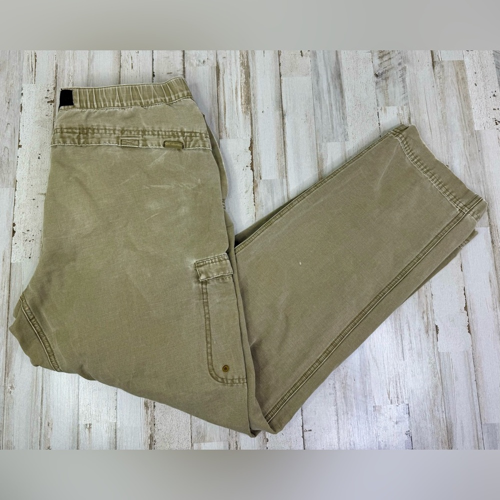 Columbia ROC Cargo Canvas Pant Tan Outdoor 100% Cotton Mens 36x33